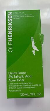 New Ole Henriksen Detox Drops 2% Salicylic Acid Acne Toner 4 FL OZ.